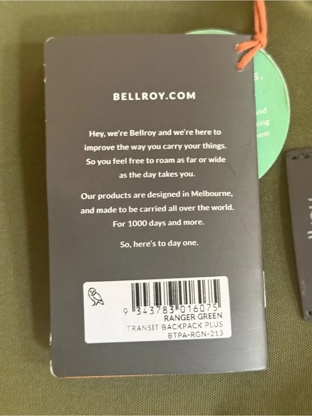 Bellroy Transit Backpack Plus 38L Ranger Green Recycled Adjustable Straps